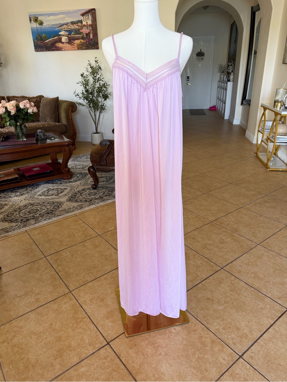 Vintage Miss Elain satin lace nightgown